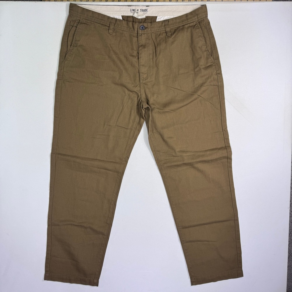 Line of Trade The Officer Chino Pants Mens 42x32 Brown Cotton Herringbone Khaki